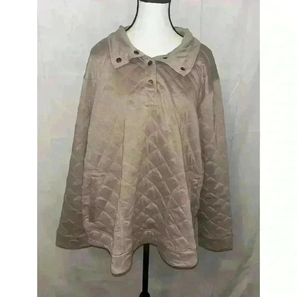 Marmot Roice Quilted Long Sleeve Sweatshirt with Snap Buttons Women's Size 3X